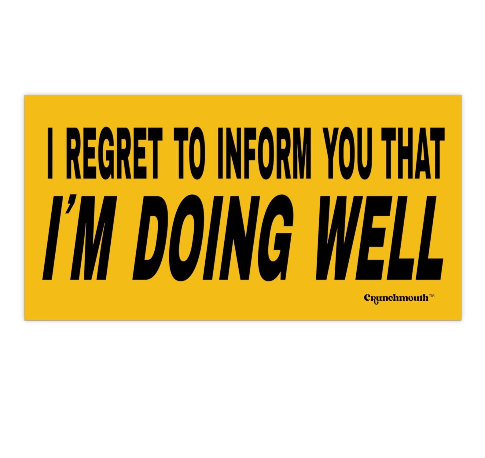 i regret to inform you that i'm doing well dear haters funny bumper sticker