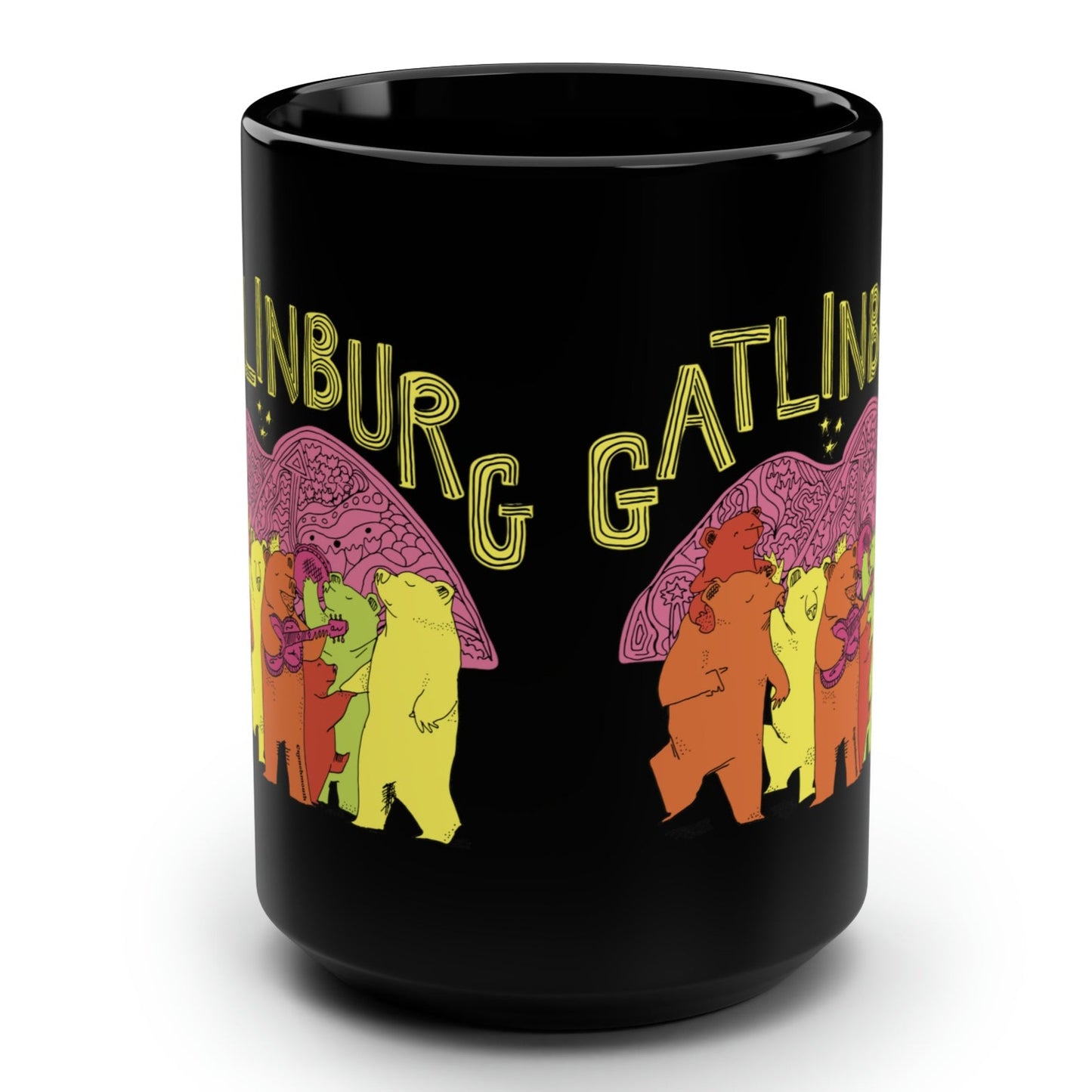 gatlinburg tennessee large black ceramic coffee mug