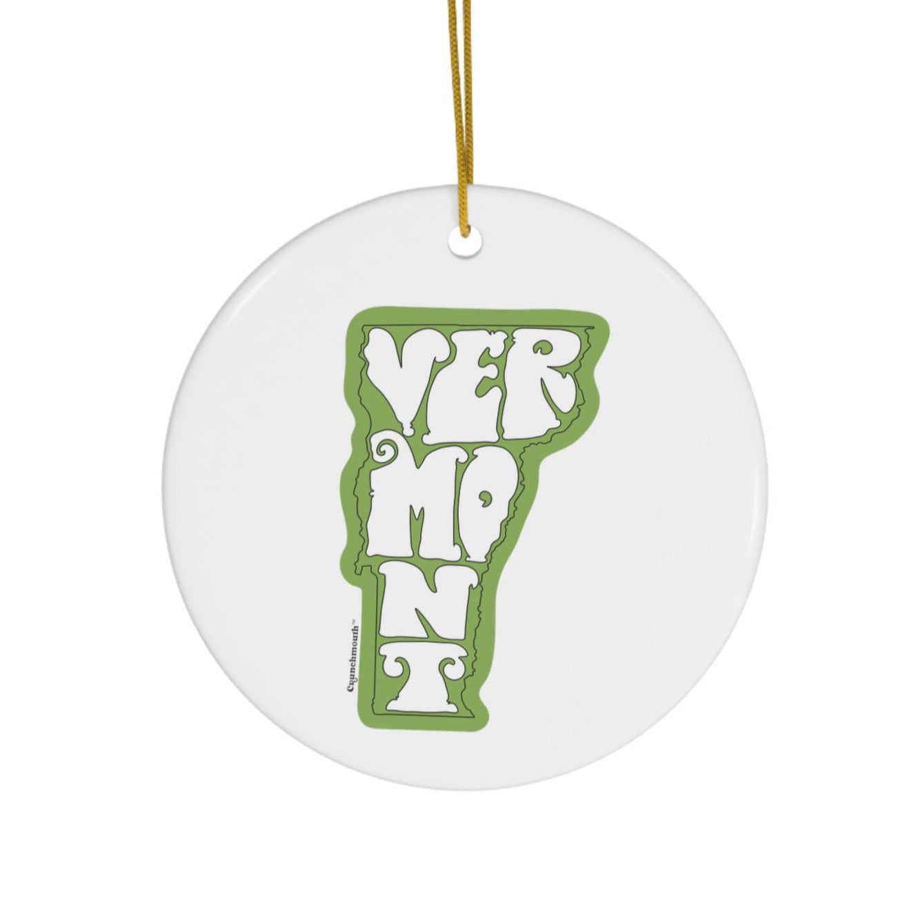 state of vermont ceramic Christmas ornament