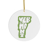 state of vermont ceramic Christmas ornament