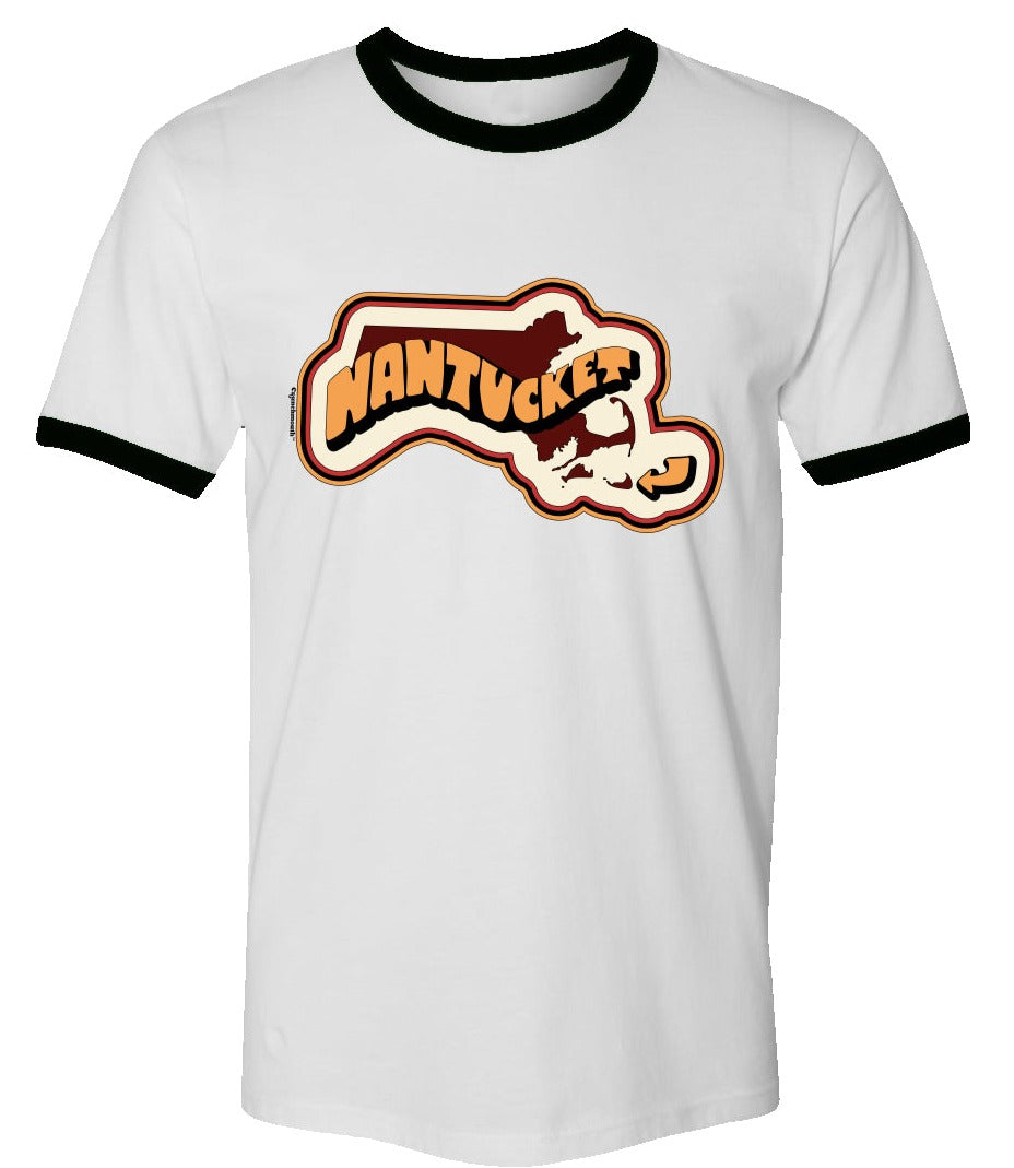 nantucket mass ringer t-shirt white / black