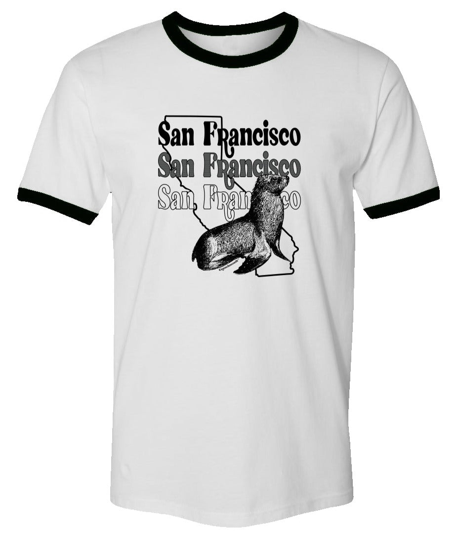 San Francisco CA Ringer Tee | California Road Trip Shirt | San Francisco Sea Lions