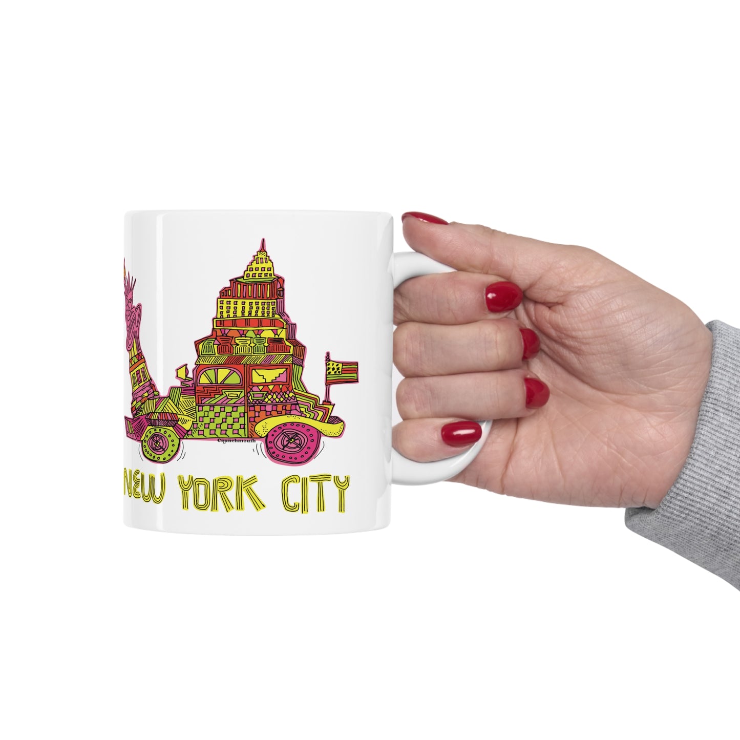 new york city mug displayed in context