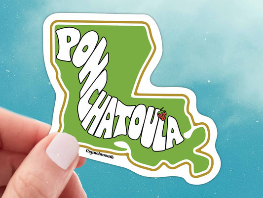 ponchatoula louisiana state map laptop sticker, sky background