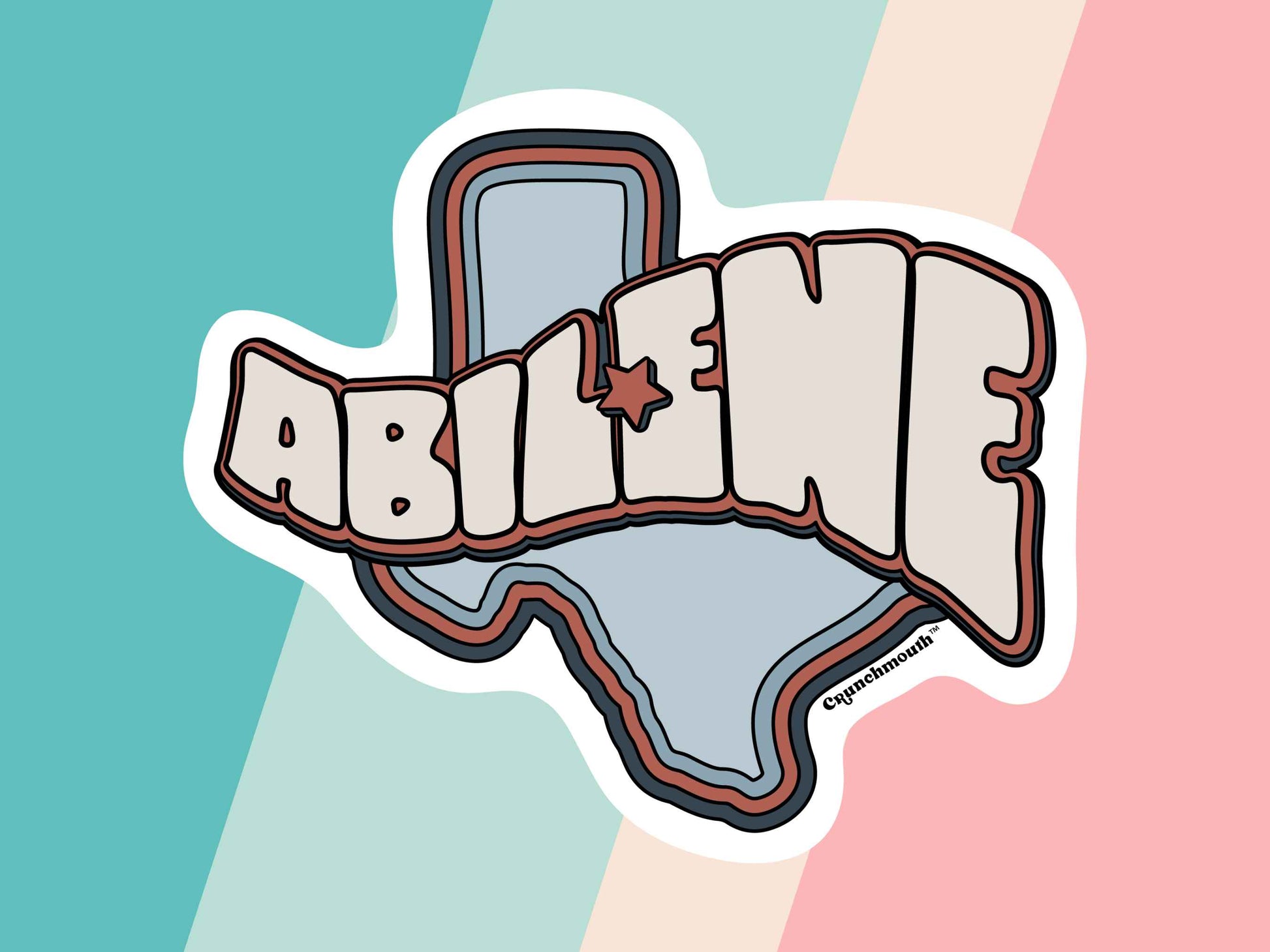 abilene sticker, travel stickers, pastel stripe background