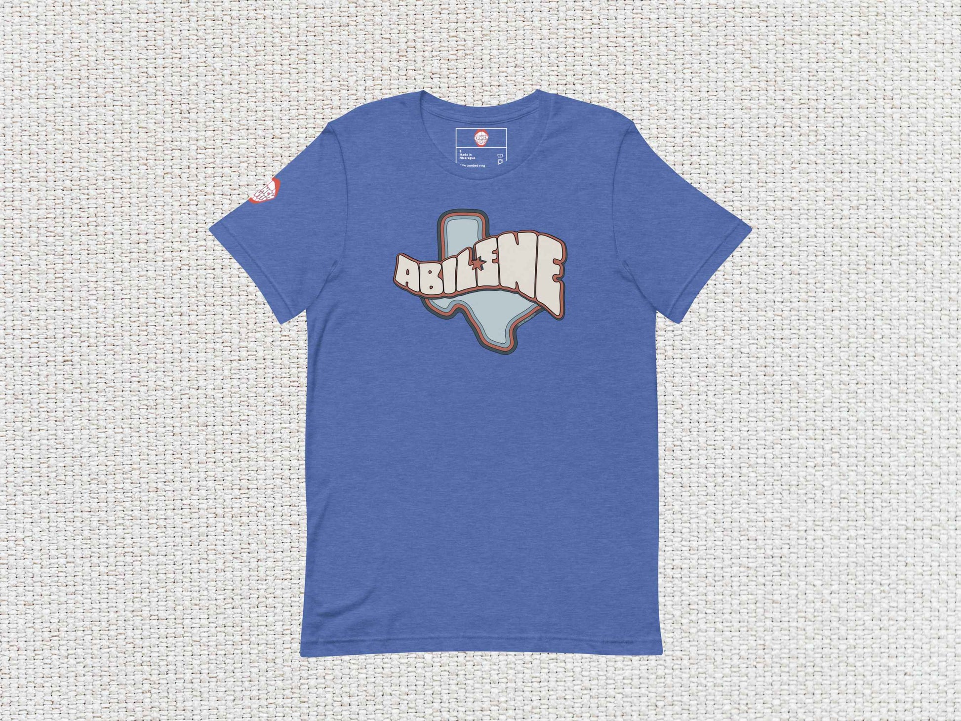 abilene texas souvenir t shirt, flat, front, white textured background