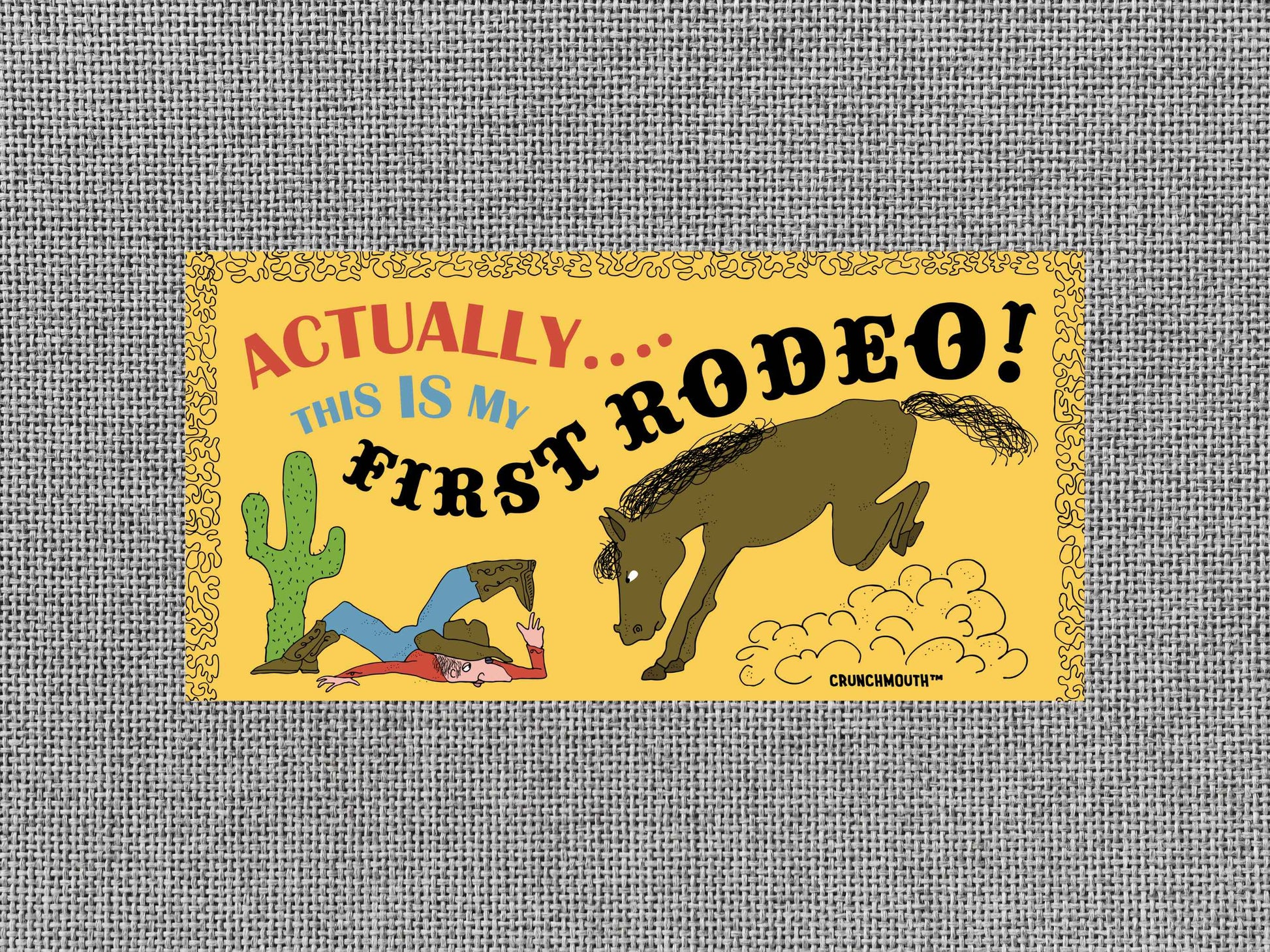 actually this is my first rodeo bumper sticker, funny bumper stickers, gray color textured background