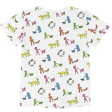 walking the dog all over print shirt for kids, back
