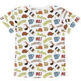 me before coffee funny cartoon pattern shirt for kids, angle 2