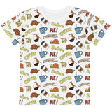 me before coffee funny cartoon pattern shirt for kids, angle 1