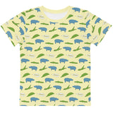 gator eats hippo shirt for kids, flat mockup, front, plain white background