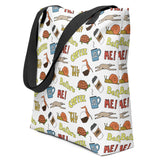 me before coffee funny cartoon pattern tote bag, angle 2
