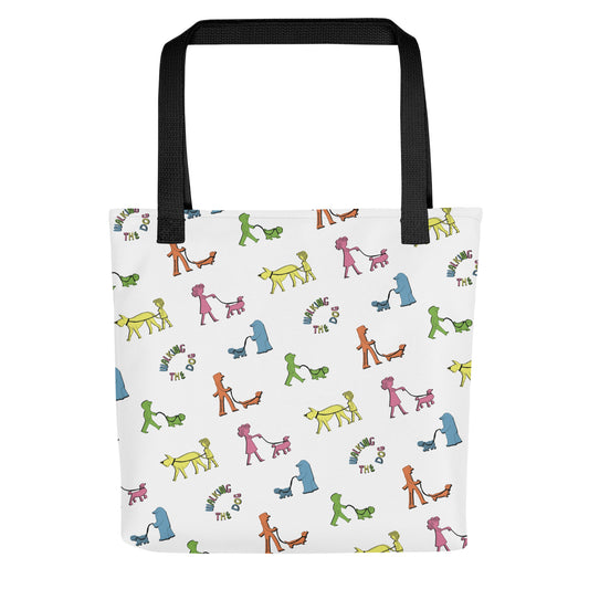 walking the dog tote bag