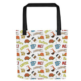 me before coffee funny cartoon pattern tote bag, angle 1