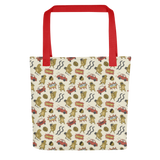 squirrel in traffic reusable grocery shopping tote bag, front, plain white background