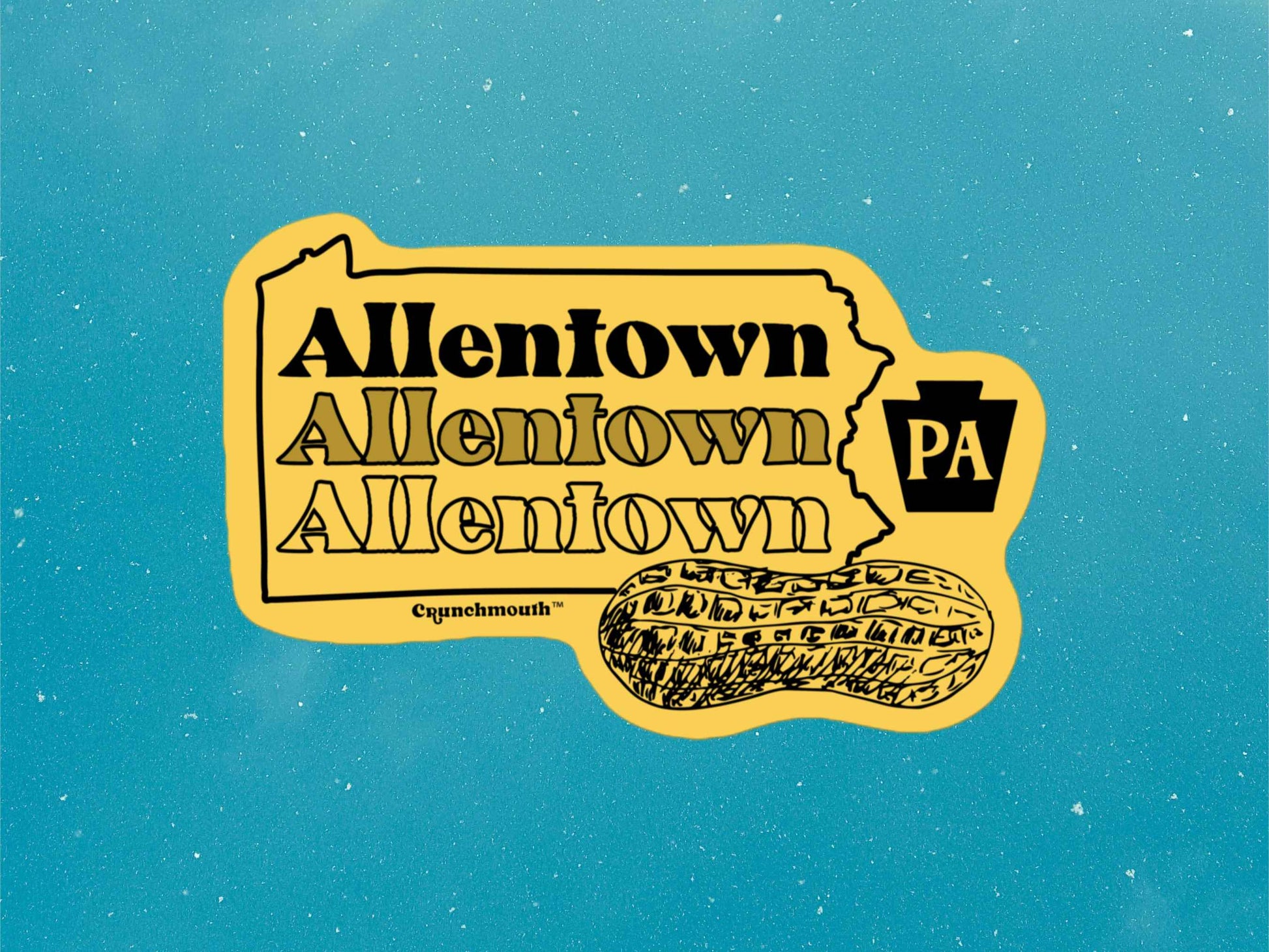 allentown sticker, peanut city, blue sky background