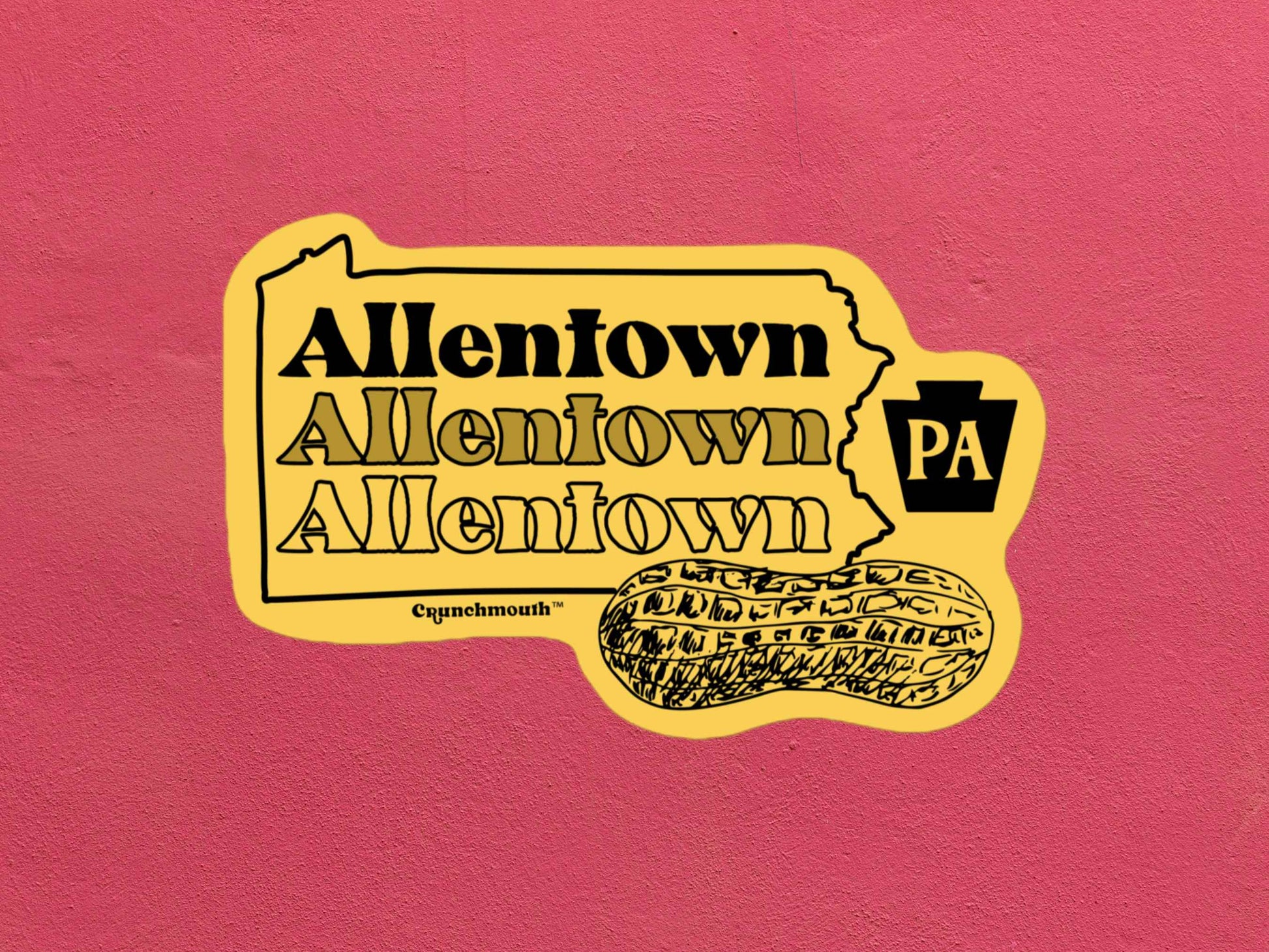 allentown sticker, peanut city, rose textured background