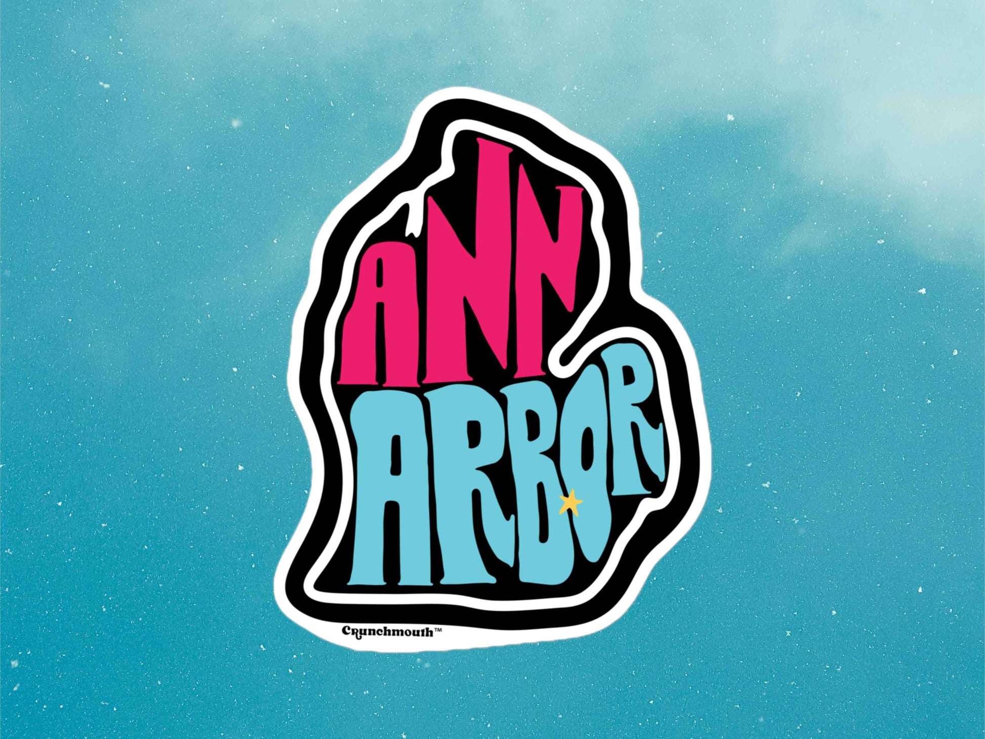 ann arbor sticker, blue sky background