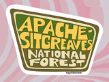 apache sitgreaves national forest vinyl sticker, pink swirl background