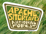 apache sitgreaves national forest vinyl sticker, green grass background