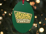 apache-sitgreaves national park Christmas ornament, back, Christmas tree background