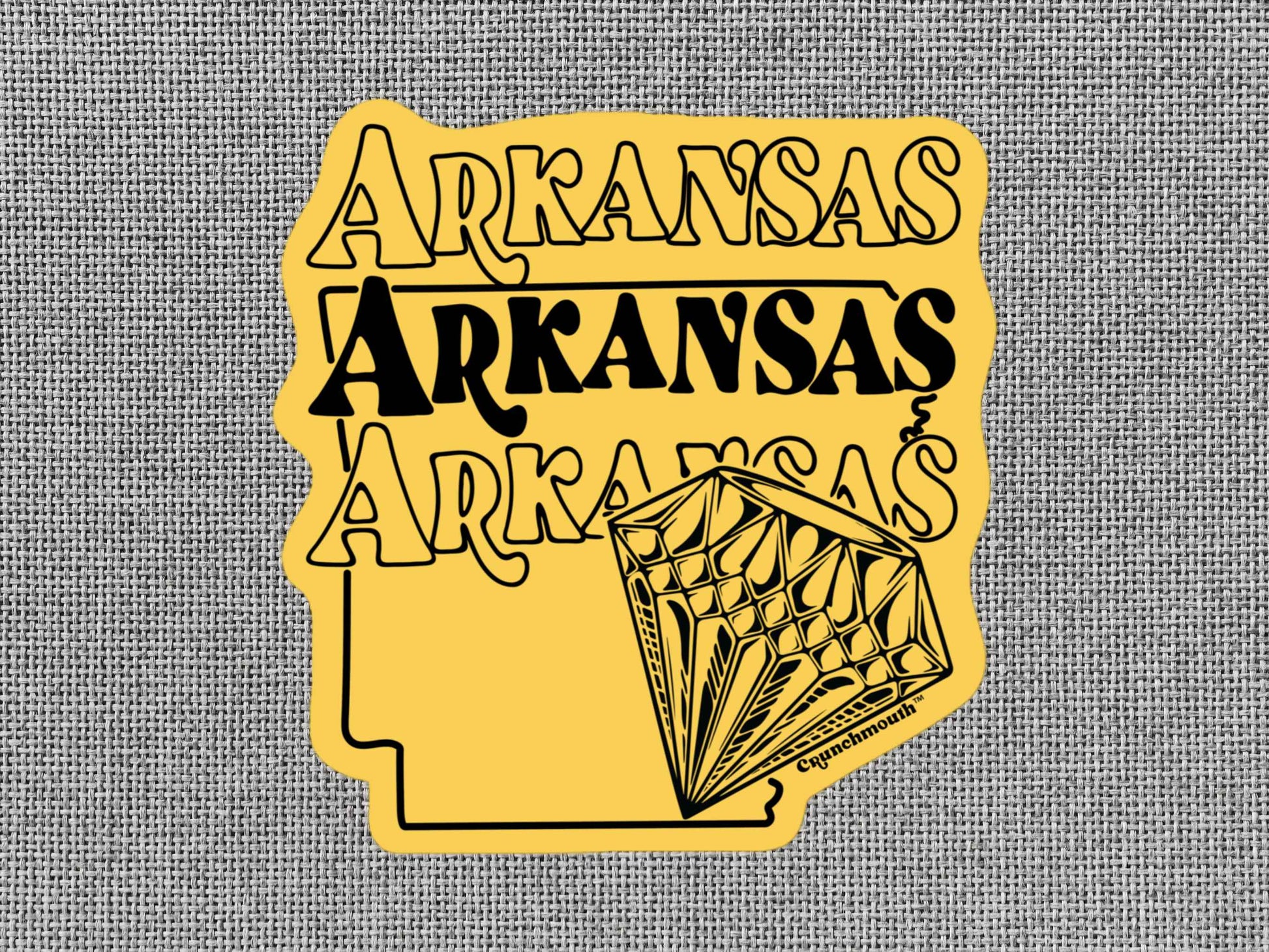 arkansas sticker, travel luggage stickers, gray textured background