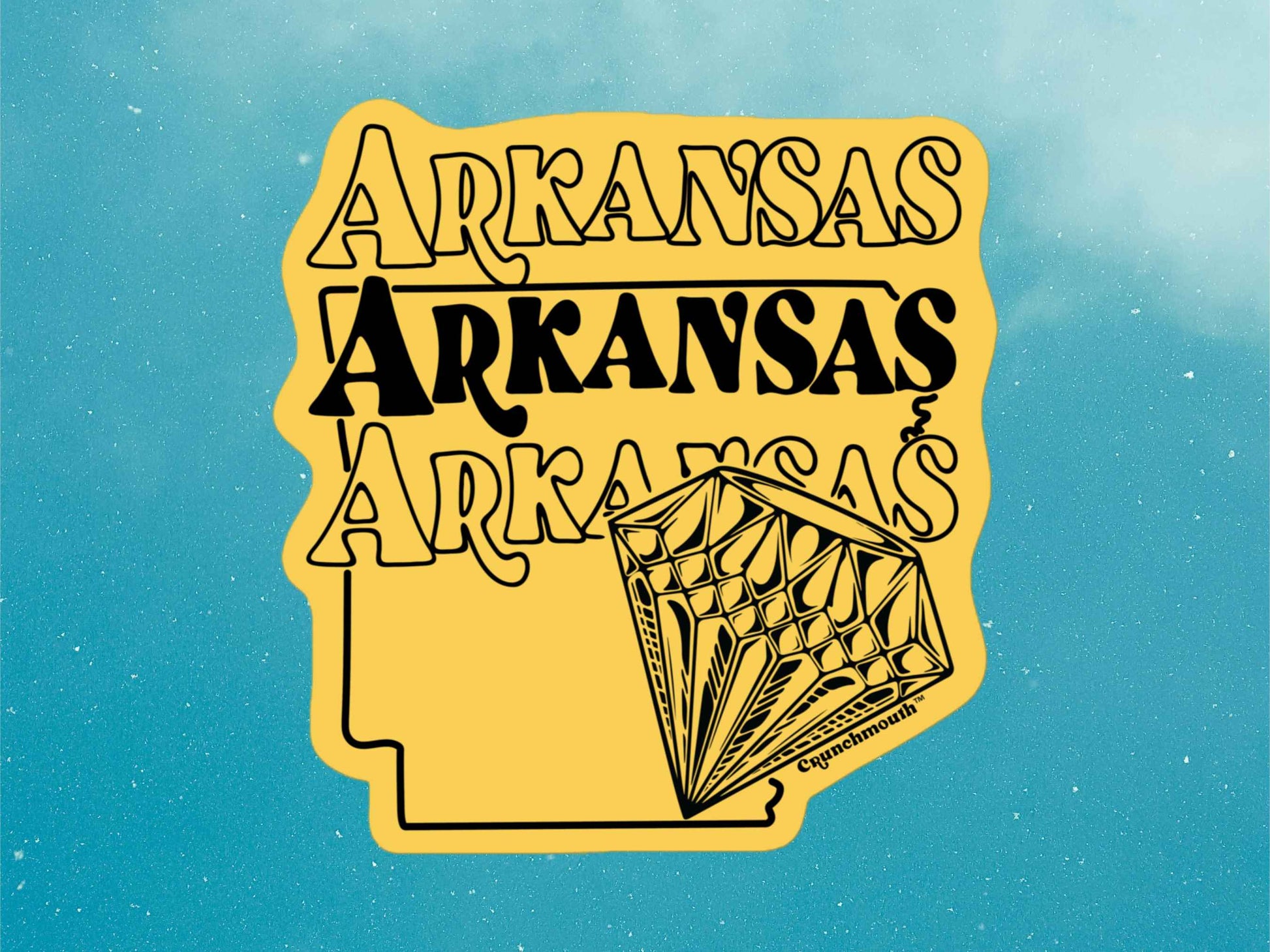 arkansas sticker, travel luggage stickers, blue sky background