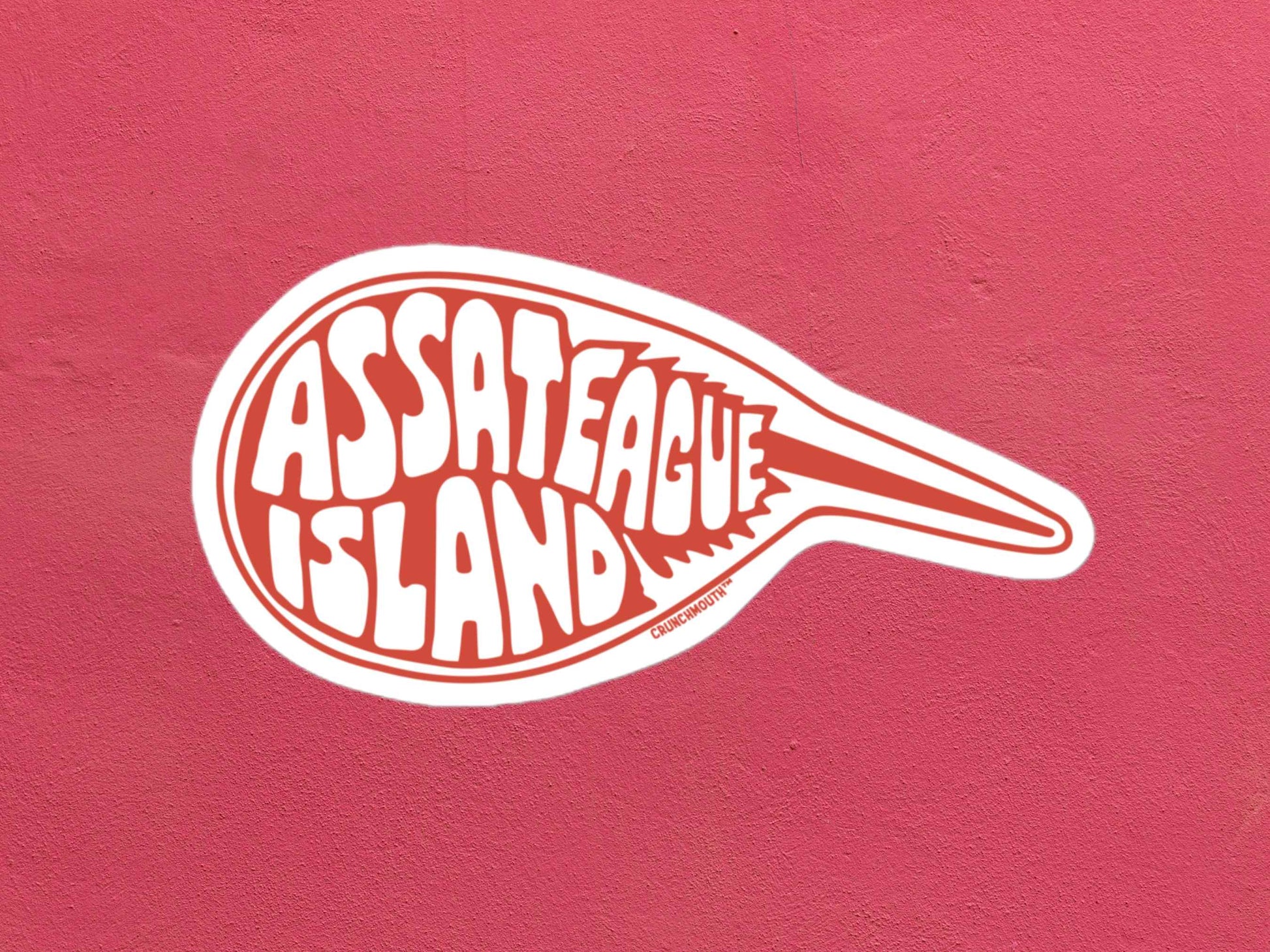 assateague island sticker, rose color textured background