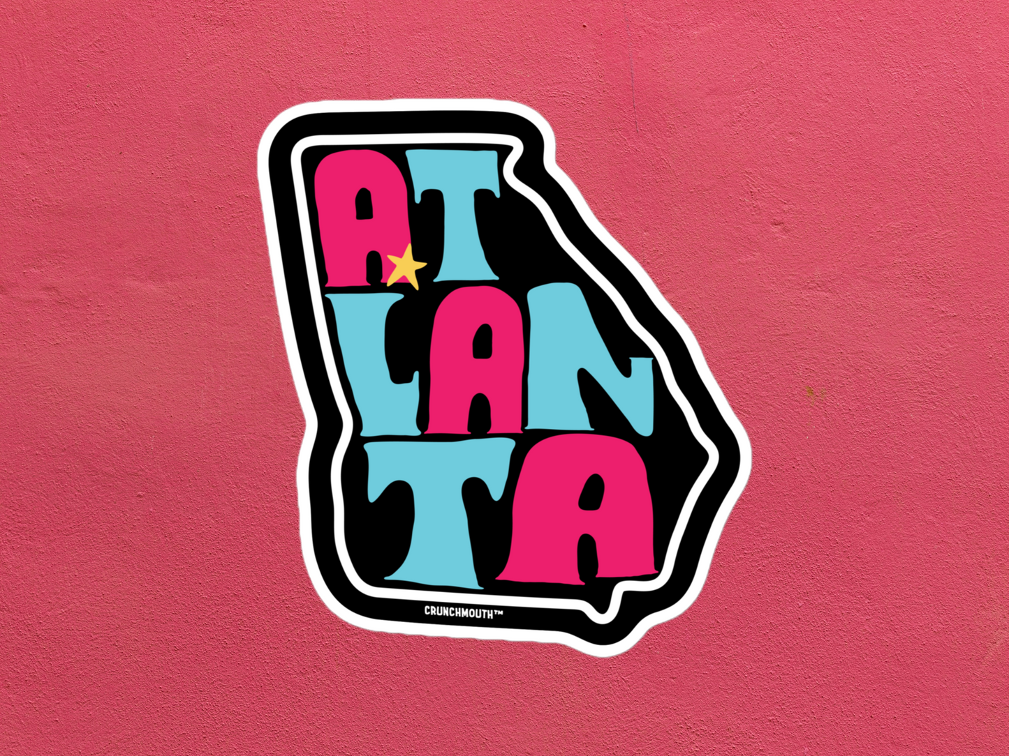 atlanta sticker, rose color textured background