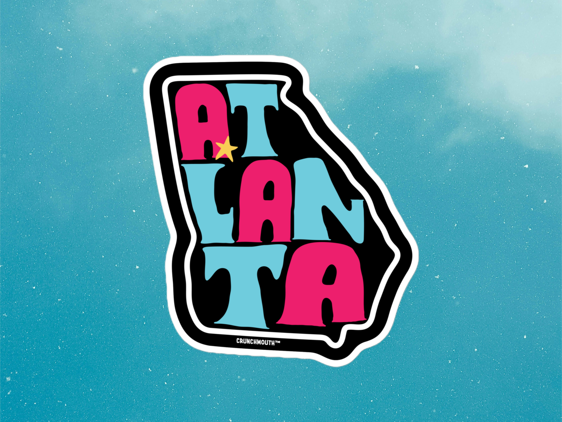 atlanta sticker, blue sky background