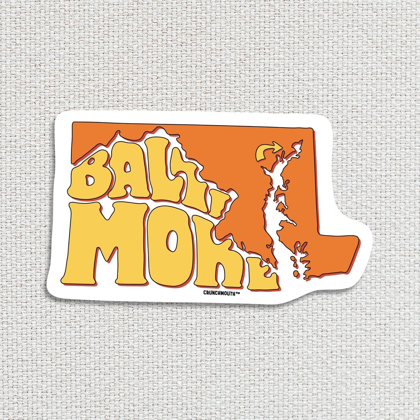 baltimore maryland travel luggage sticker, textured fabric background