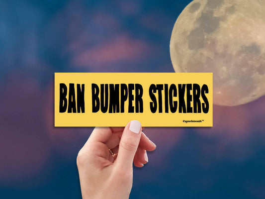 ban bumper stickers bumper sticker, hand display, moon sky background