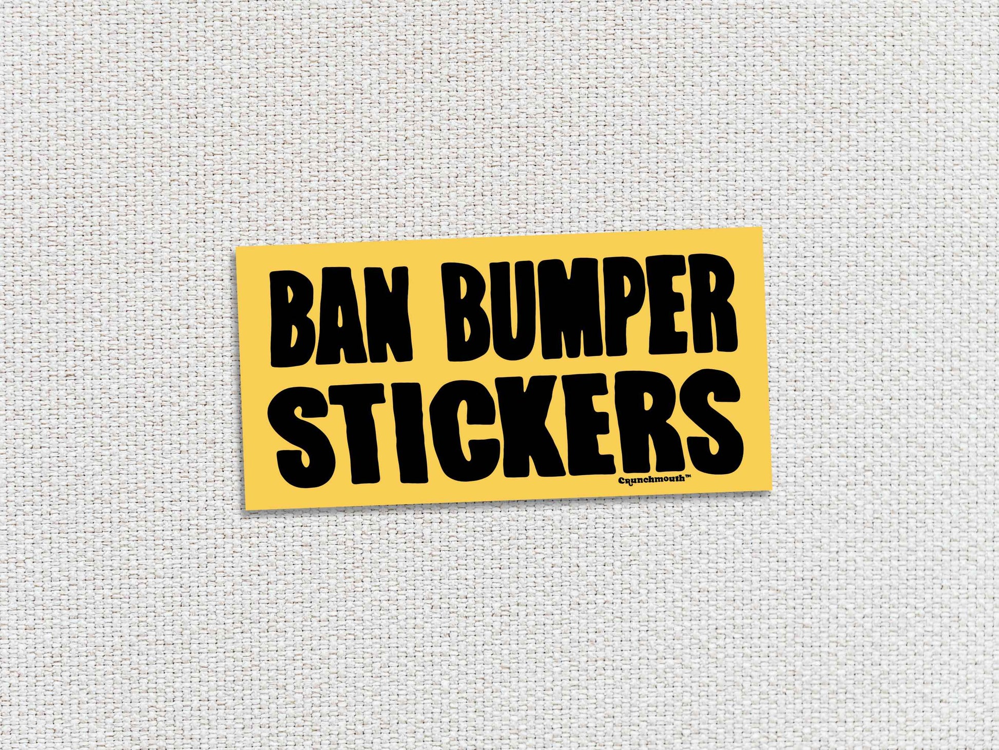 ban bumper stickers bumper sticker, white textured background