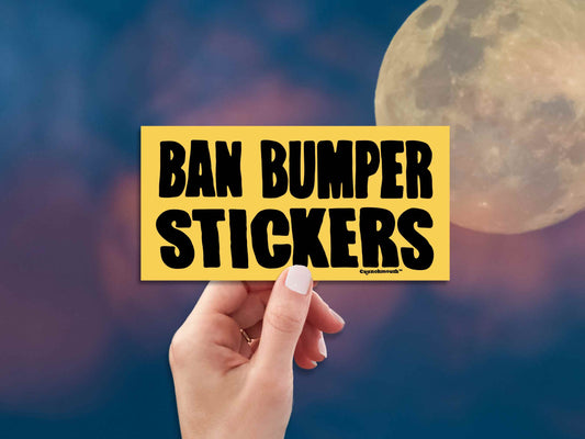 ban bumper stickers bumper sticker, hand display, moon sky background