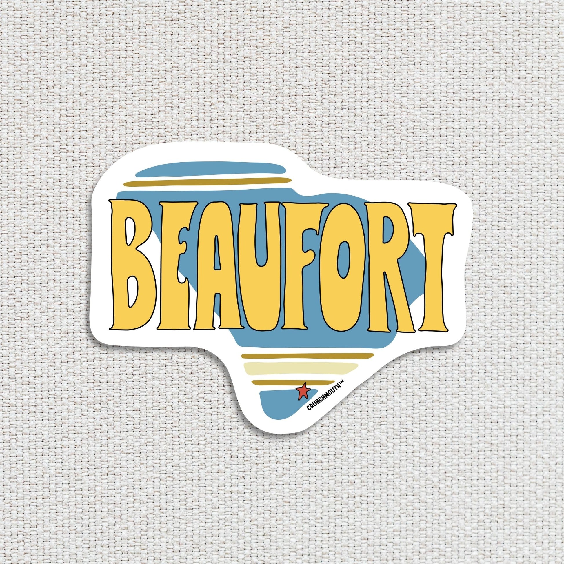 beaufort south Carolina travel luggage sticker, textured fabric background
