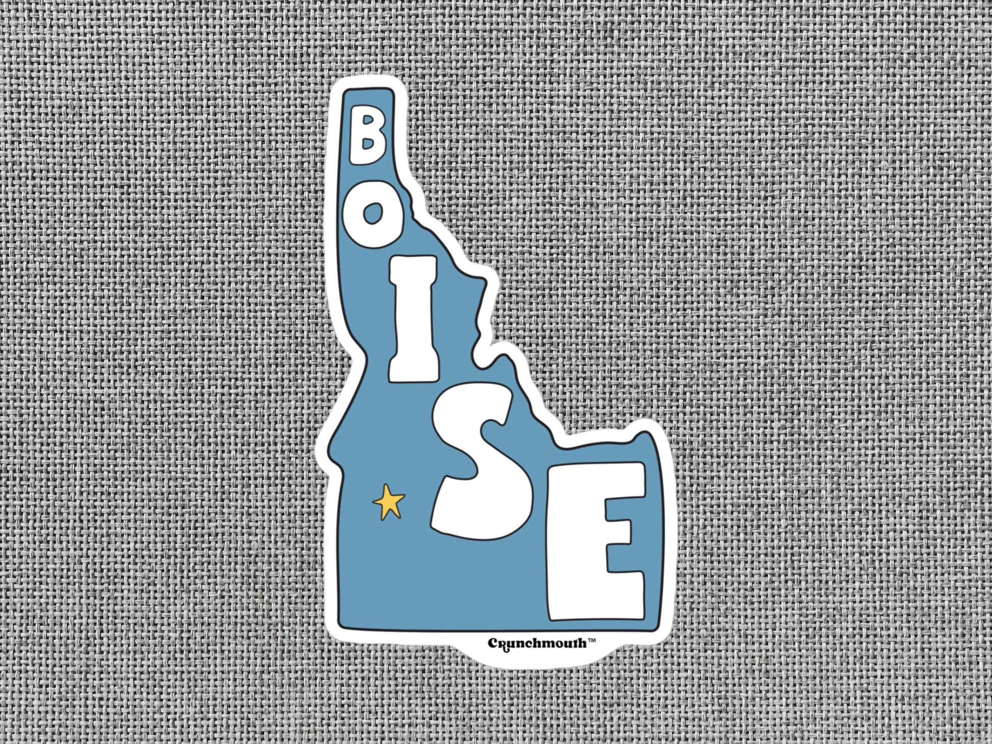 boise sticker, travel luggage stickers, gray textured background