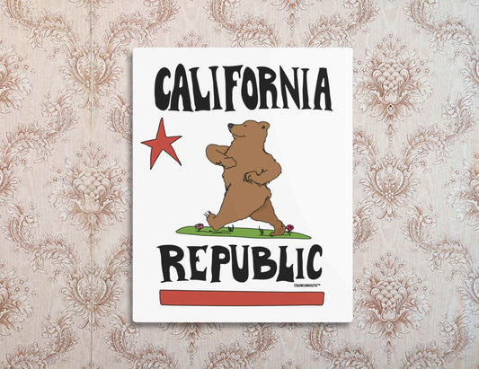 california republic metal wall art sign, flag parody, retro wallpaper background