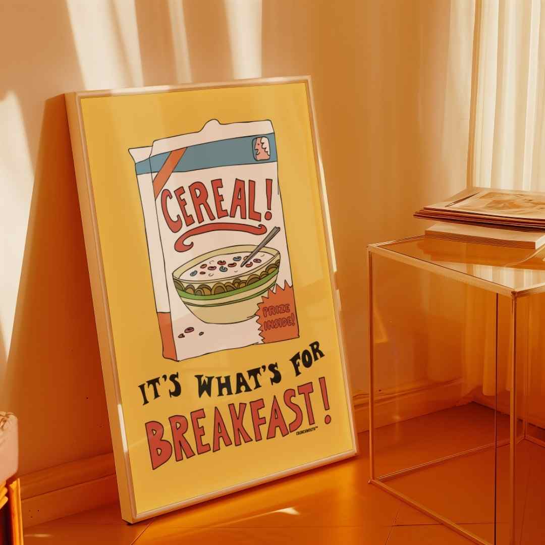 cereal it's what's for breakfast frameable wall art, displayed in context