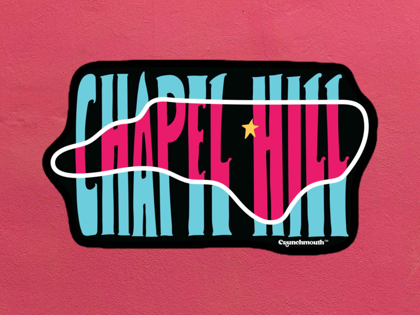 chapel hill sticker, travel luggage stickers, rose textured background