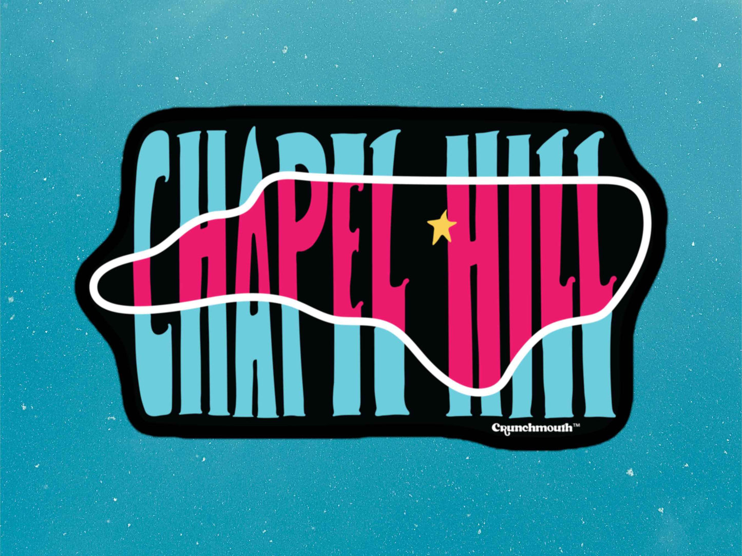 chapel hill sticker, travel luggage stickers, blue sky background