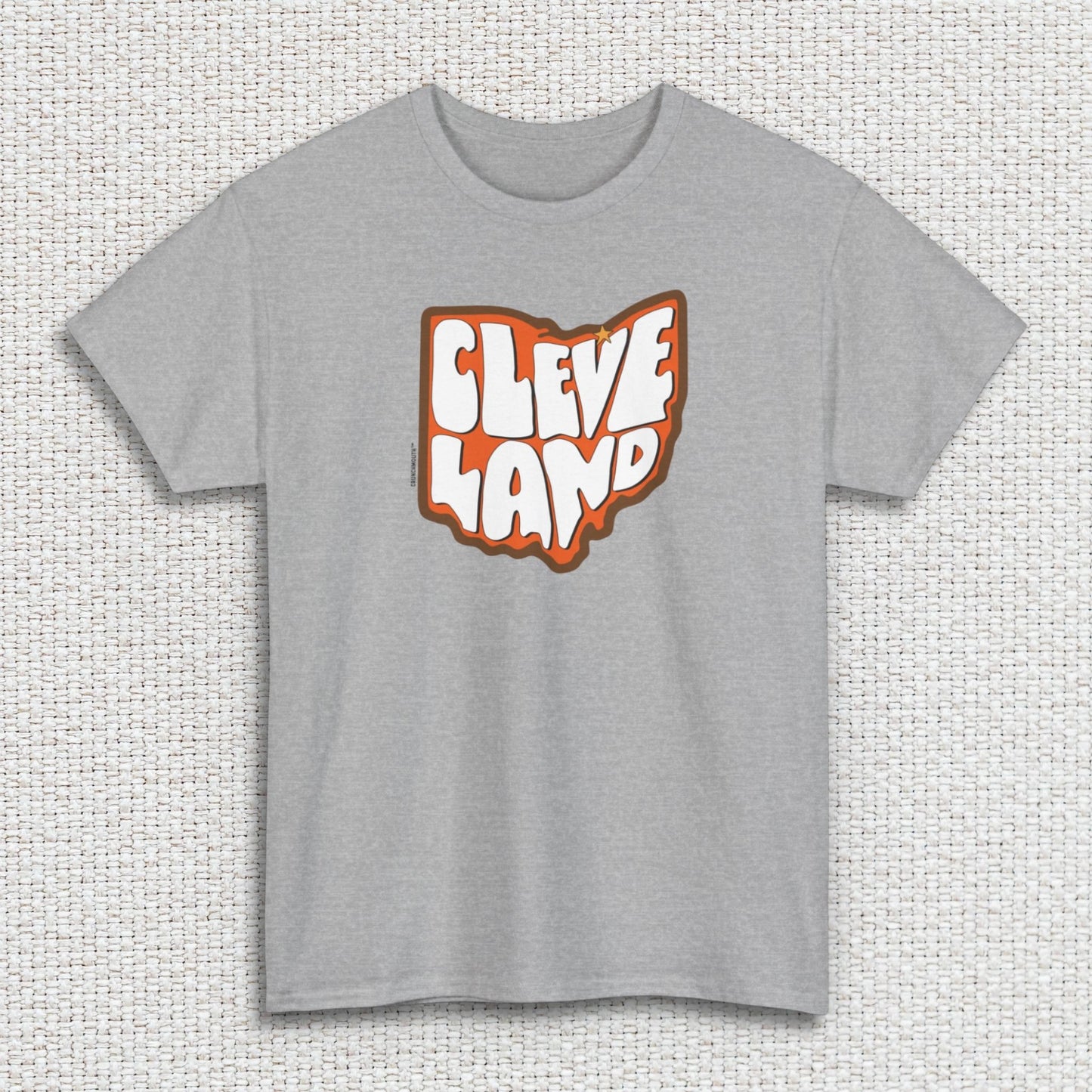 cleveland ohio shirt, sport grey color, white textured fabric background