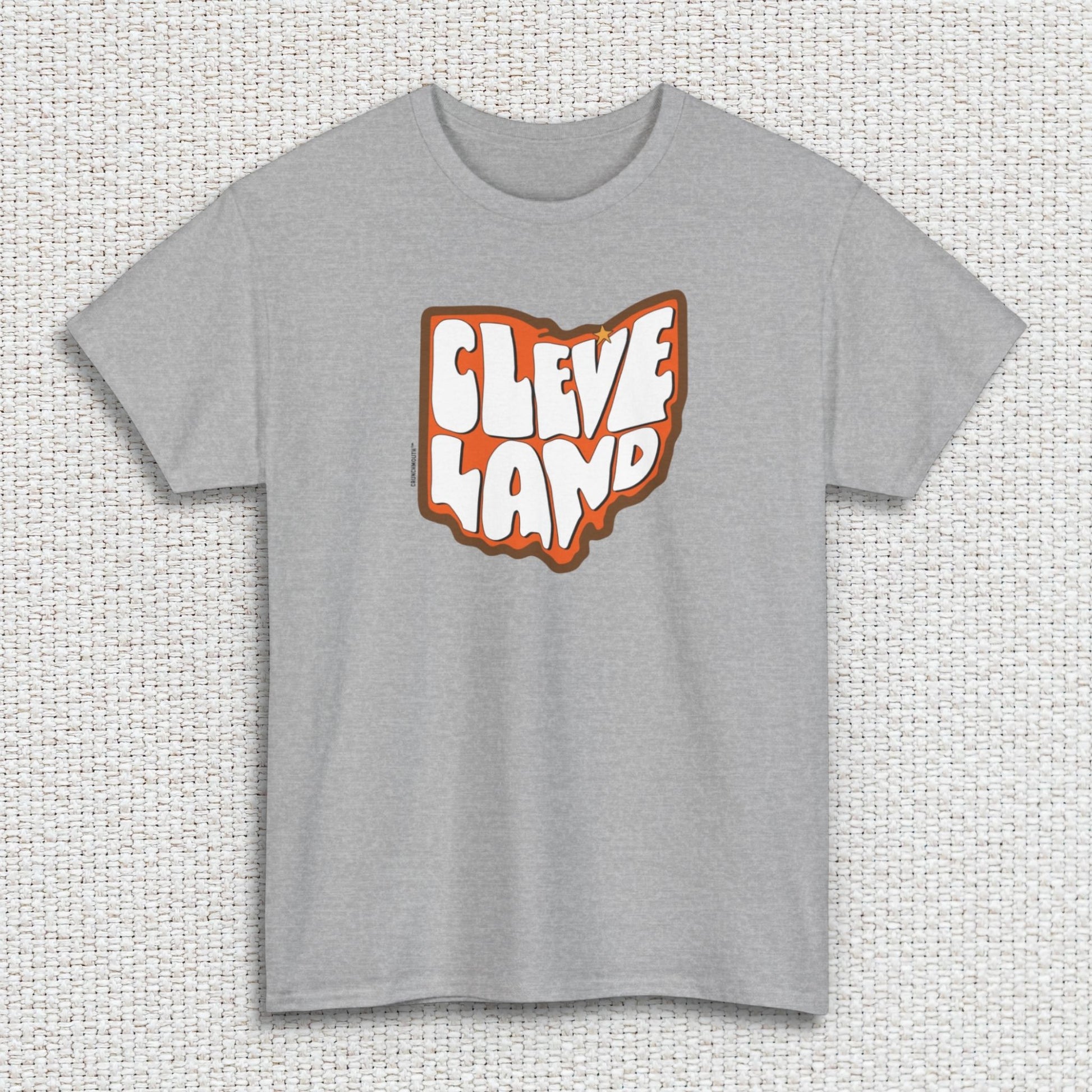 cleveland ohio shirt, sport grey color, white textured fabric background