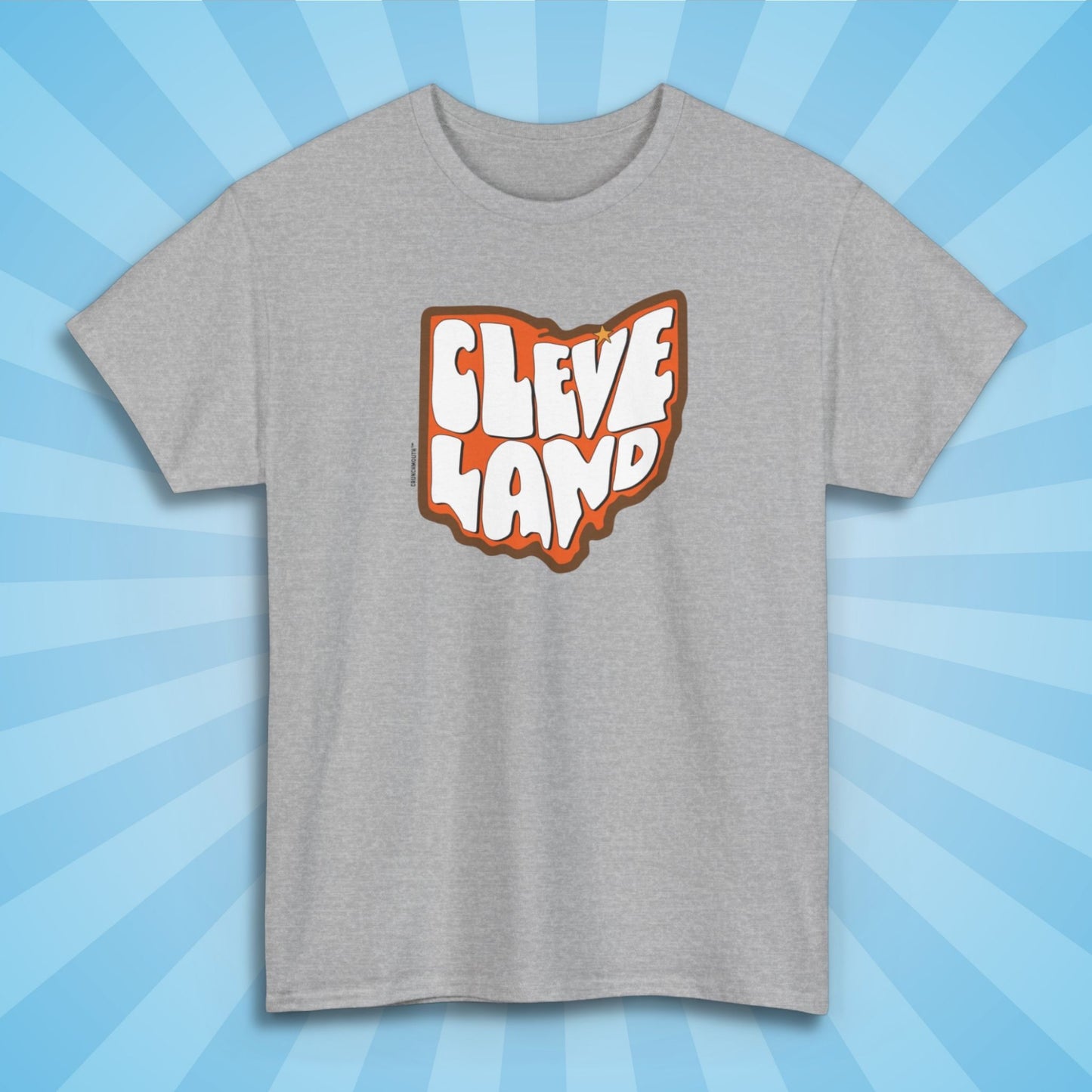 cleveland ohio shirt, sport grey color, sun rays design background