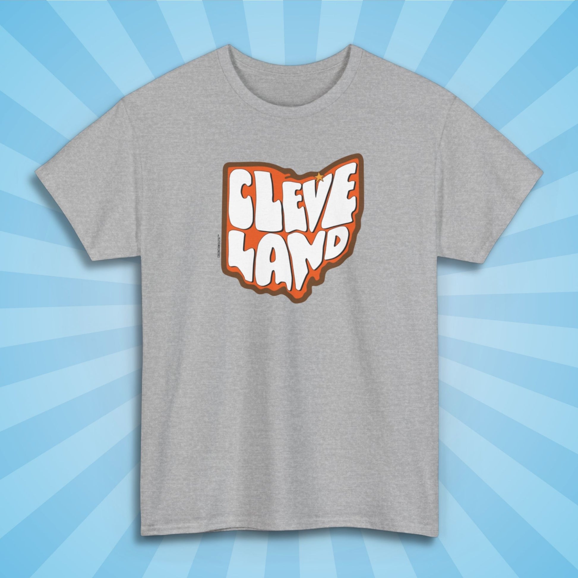cleveland ohio shirt, sport grey color, sun rays design background
