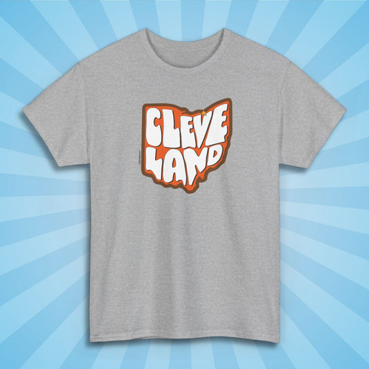 cleveland ohio shirt, sport grey color, sun rays design background