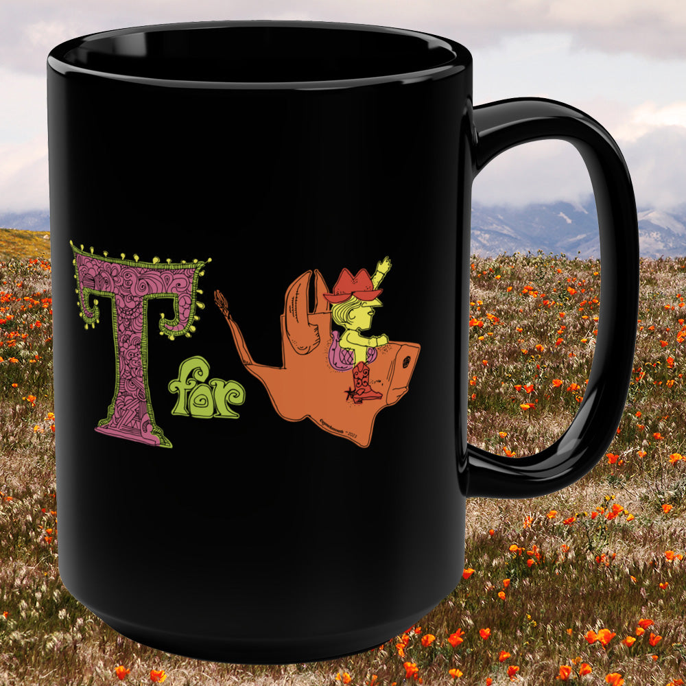 tea for texas black ceramic mug