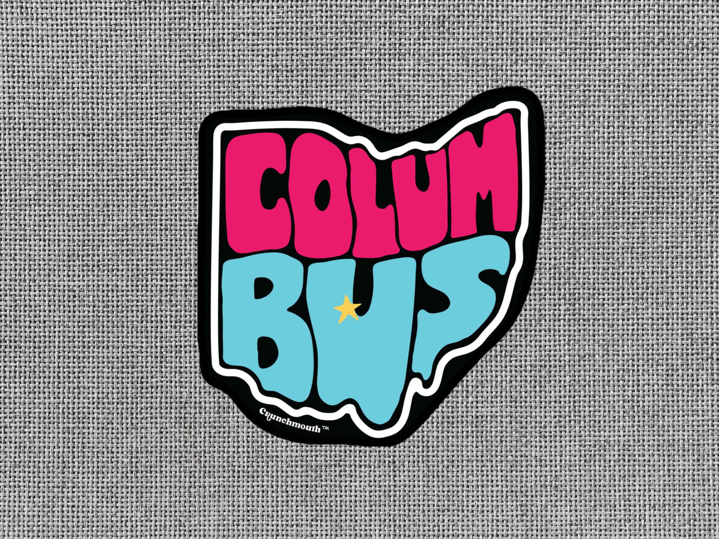 columbus sticker, travel luggage stickers, gray textured background