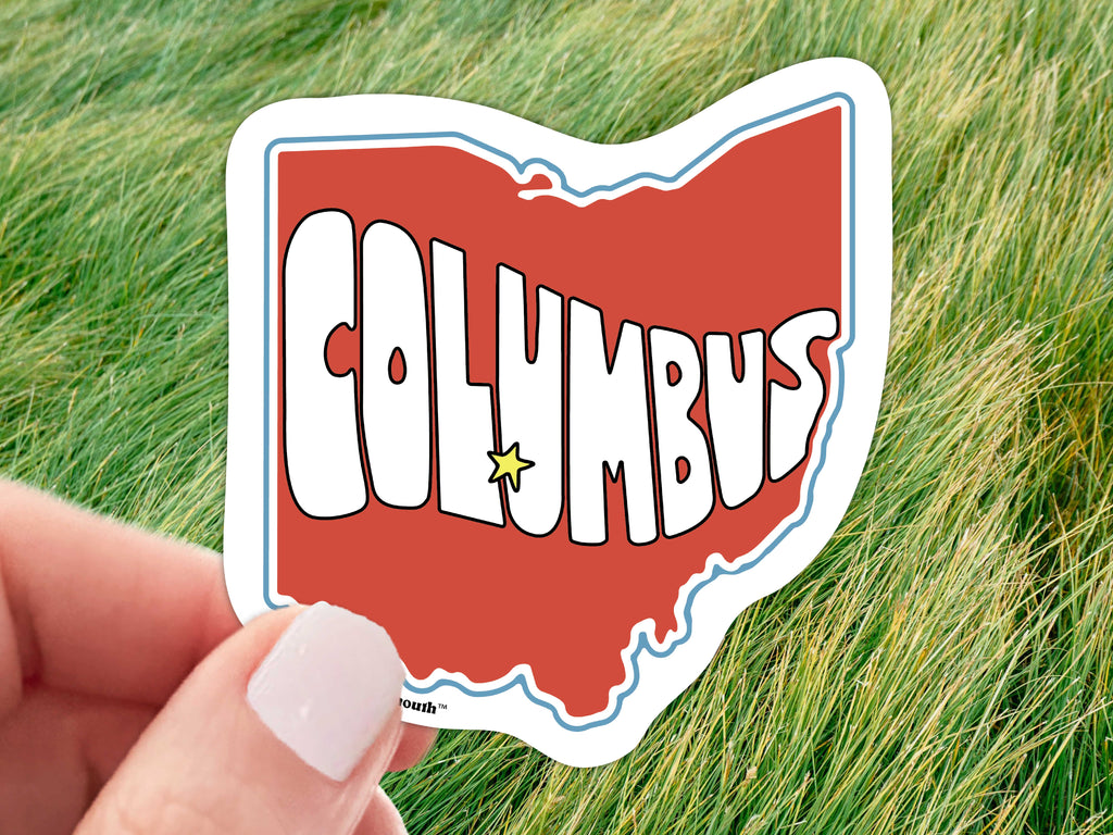 columbus ohio laptop sticker, grass background