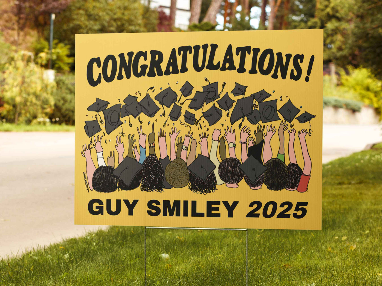 congratulations graduate, graduation party lawn sign, displayed in context