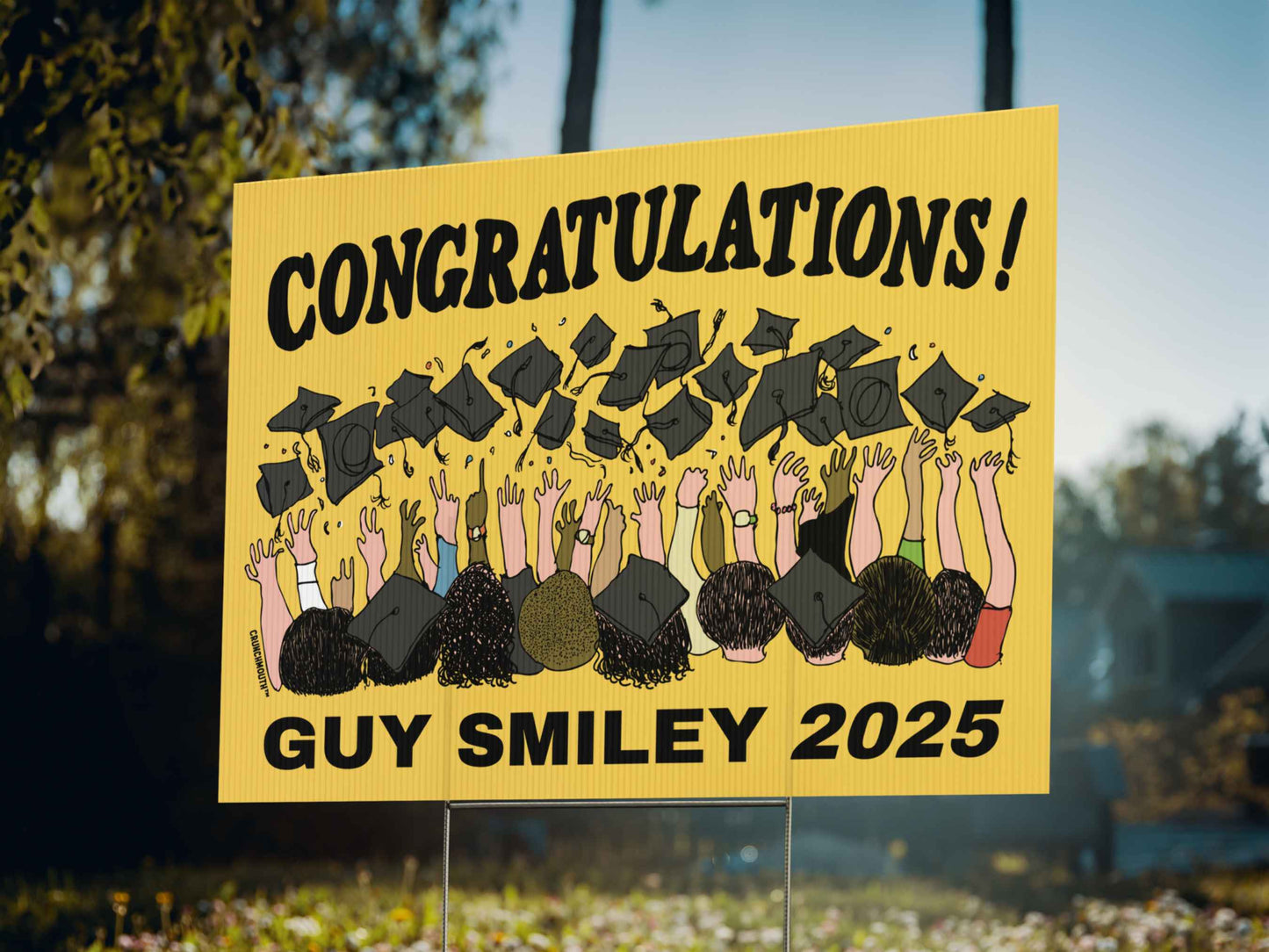 congratulations graduate, graduation party lawn sign, displayed in context